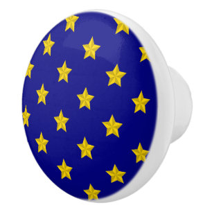 Pomo De Cerámica Patrón de estrellas de oro, azul marino, exclusivo