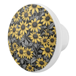Pomo De Cerámica Patrón de flores de la Susan de los ojos negros am