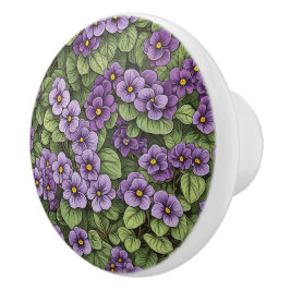 Pomo De Cerámica Patrón de flores violetas africanas