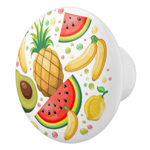 Pomo De Cerámica Patrón de frutas de verano fresco