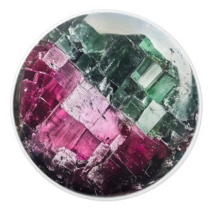Pomo De Cerámica Patrón de gema de turmalina rosa verde