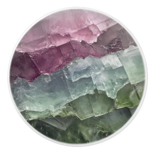 Pomo De Cerámica Patrón de Gema Turmalí Verde Rosa