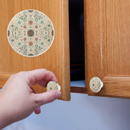 Pomo De Cerámica Patrón de hierbas boho