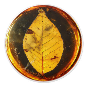 Pomo De Cerámica Patrón de hoja ámbar