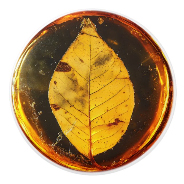 Pomo De Cerámica Patrón de hoja ámbar (Anverso)