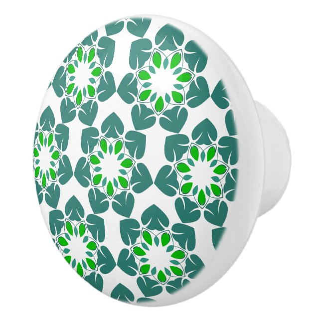 Pomo De Cerámica Patrón De Hojas, Patrón De Hojas, Hojas Verdes (Derecha)