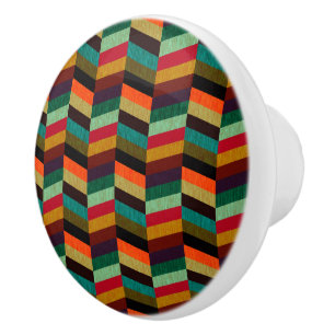 Pomo De Cerámica Patrón de hueso de arenque multicolor