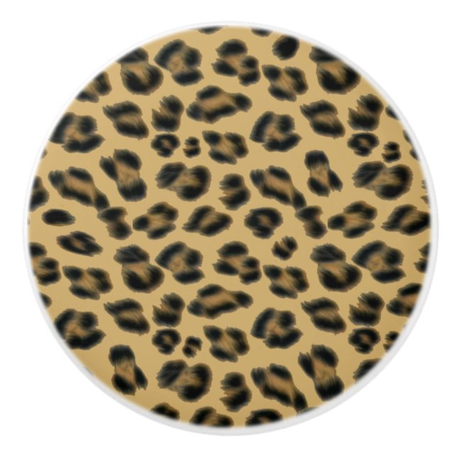 Pomo De Cerámica Patrón de impresión de animales de leopardo Cheeta (Anverso)
