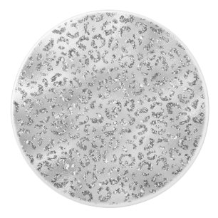 Pomo De Cerámica Patrón de impresión de piel de leopardo plateado