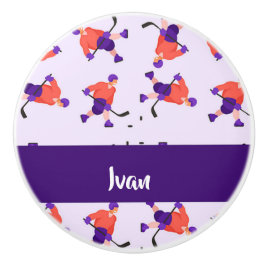 Pomo De Cerámica Patrón de jugador de hockey sobre hielo en patinaj