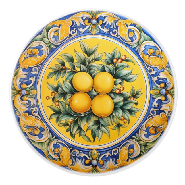 Pomo De Cerámica Patrón de limones sicilianos (Anverso)