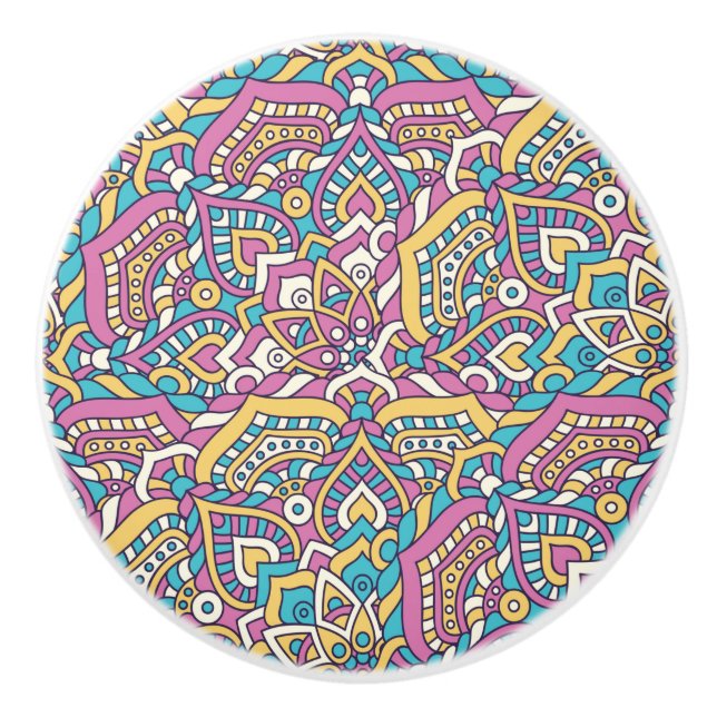 Pomo De Cerámica Patrón de Mandala (Anverso)