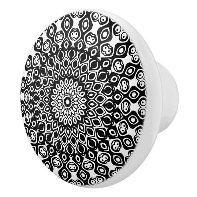 Pomo De Cerámica Patrón de Mandala en blanco y negro (Derecha)