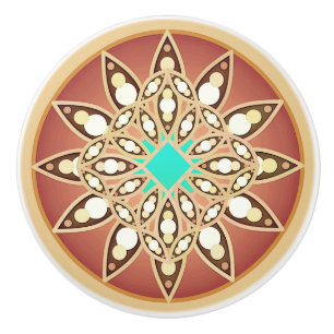 Pomo De Cerámica Patrón de Mandala en caramelo y chocolate