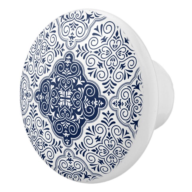Pomo De Cerámica Patrón de Mandala floral marquí-azul (Derecha)