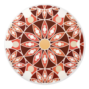 Pomo De Cerámica Patrón de Mandala, marrón, óxido, bronceado, beige
