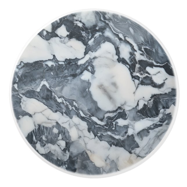 Pomo De Cerámica Patrón de mármol blanco gris (Anverso)