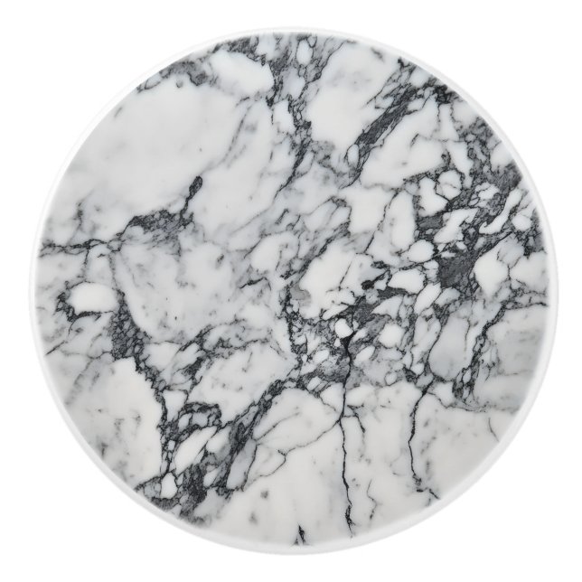 Pomo De Cerámica Patrón de mármol blanco gris (Anverso)