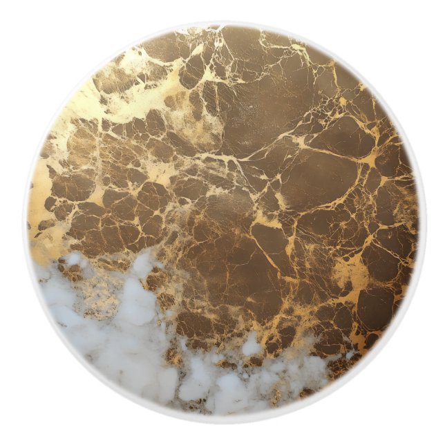Pomo De Cerámica Patrón de mármol de oro oscuro (Anverso)