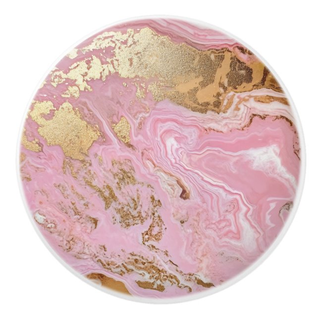 Pomo De Cerámica Patrón de mármol de oro rosa (Anverso)