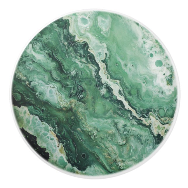 Pomo De Cerámica Patrón de mármol verde claro (Anverso)