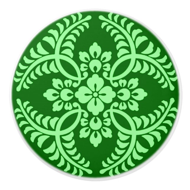Pomo De Cerámica Patrón de medallón japonés, verde jade (Anverso)