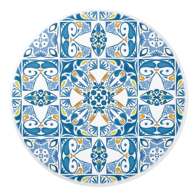 Pomo De Cerámica Patrón de mosaico portugués (Anverso)