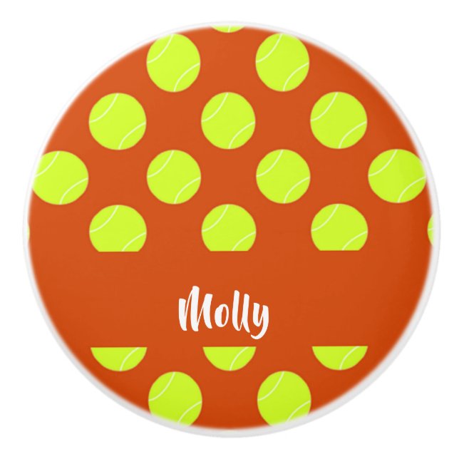 Pomo De Cerámica Patrón de naranja de pelota de tenis verde (Anverso)