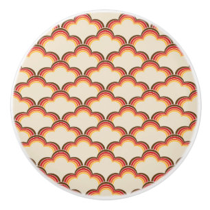 Pomo De Cerámica Patrón de ondas de estilo retro colorido