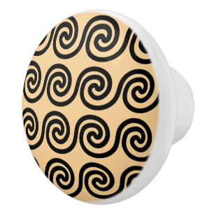 Pomo De Cerámica Patrón de ondas de la llave de meandro griega marr