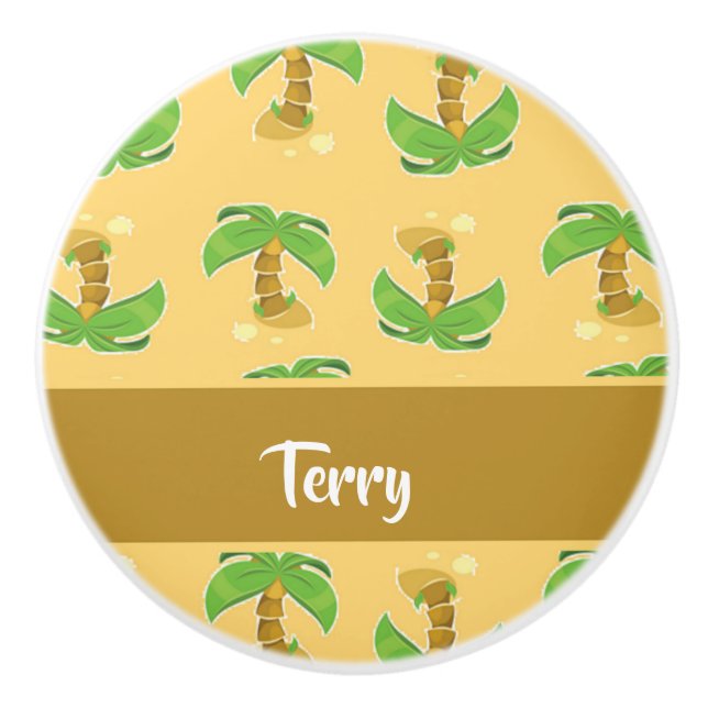 Pomo De Cerámica Patrón de palmeras tropicales (Anverso)