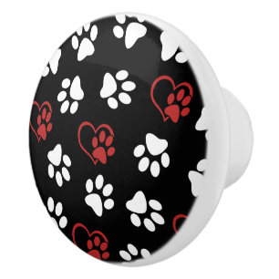 Pomo De Cerámica Patrón De Patas, Patas Blancas, Patas Rojas, Coraz