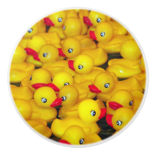 Pomo De Cerámica Patrón de patos de goma amarillos
