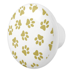 Pomo De Cerámica Patrón De Paws, Paws De Perro, Papas De Oro