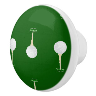 Pomo De Cerámica Patrón de pelotas de golf en verde