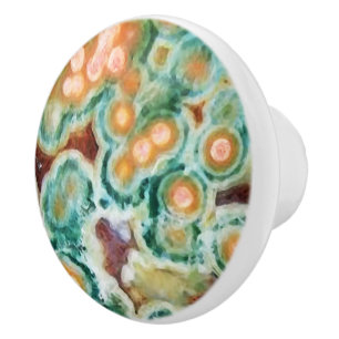Pomo De Cerámica Patrón de piedra de Gem, jasper oceánico, verde y 