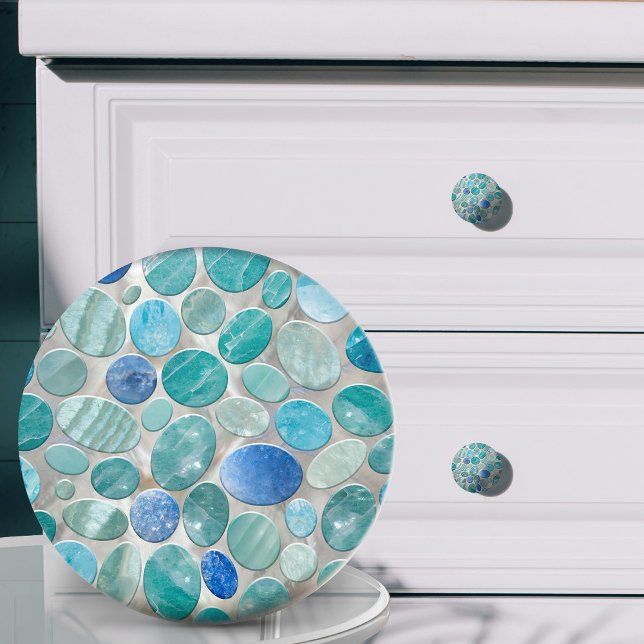 Pomo De Cerámica Patrón de piedras de guijarros de mármol azul (Subido por el creador)