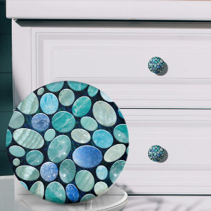 Pomo De Cerámica Patrón de piedras de guijarros de mármol azul