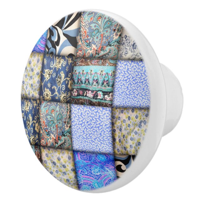 Pomo De Cerámica Patrón de recorte de mosaico de imitación azul (Derecha)