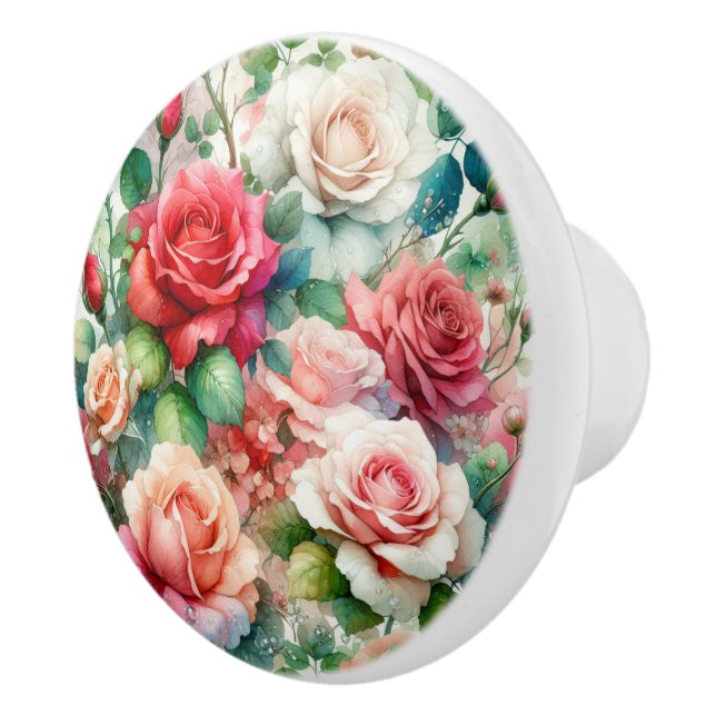 Pomo De Cerámica Patrón de Rosa Caprichoso (Derecha)