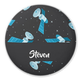 Pomo De Cerámica Patrón de satélites del espacio azul