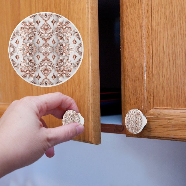 Pomo De Cerámica Patrón de satén blanco y cobre (Subido por el creador)