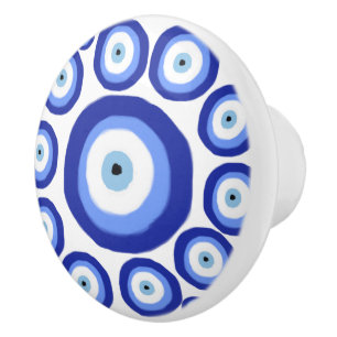 Pomo De Cerámica Patrón de símbolo de la buena suerte de los ojos g