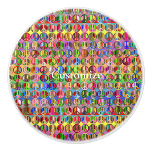 Pomo De Cerámica Patrón de símbolos de paz multicolor Thunder_Cove