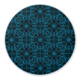 Pomo De Cerámica Patrón de simetría geométrica azul claro brillante