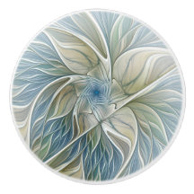 Patrón de sueño floral Resumen Fractal caqui azul