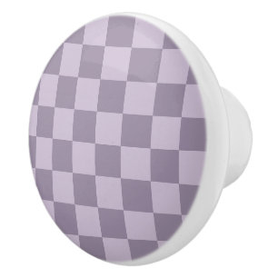 Pomo De Cerámica Patrón de tablero de ajedrez de lavanda suave mini