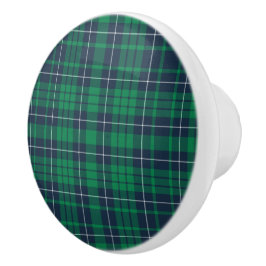 Pomo De Cerámica Patrón de Tartán de Cuadros Verdes Clásico