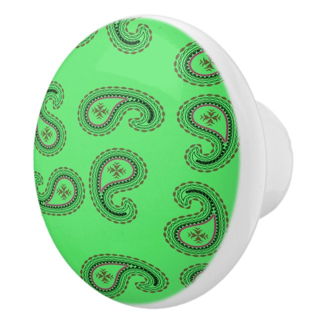 Pomo De Cerámica Patrón decorativo de paisajes en verde (Derecha)