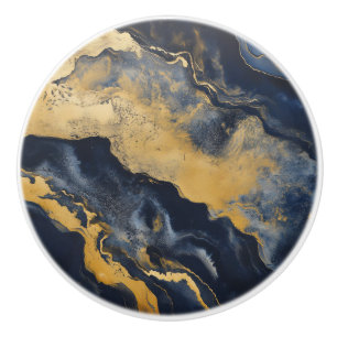 Pomo De Cerámica Patrón dorado de mármol oscuro
